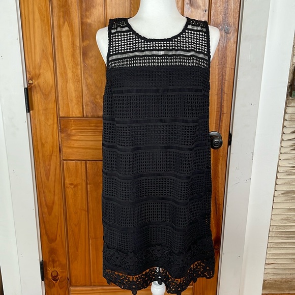 Abercrombie & Fitch Dresses & Skirts - Abercrombie & Fitch Black Lace Crochet Sleeveless Dress size Large